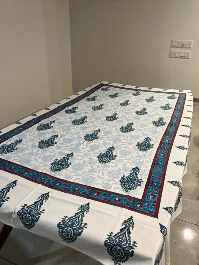 Chandan Jaal Table Cover - Handblocked (6-Seater)