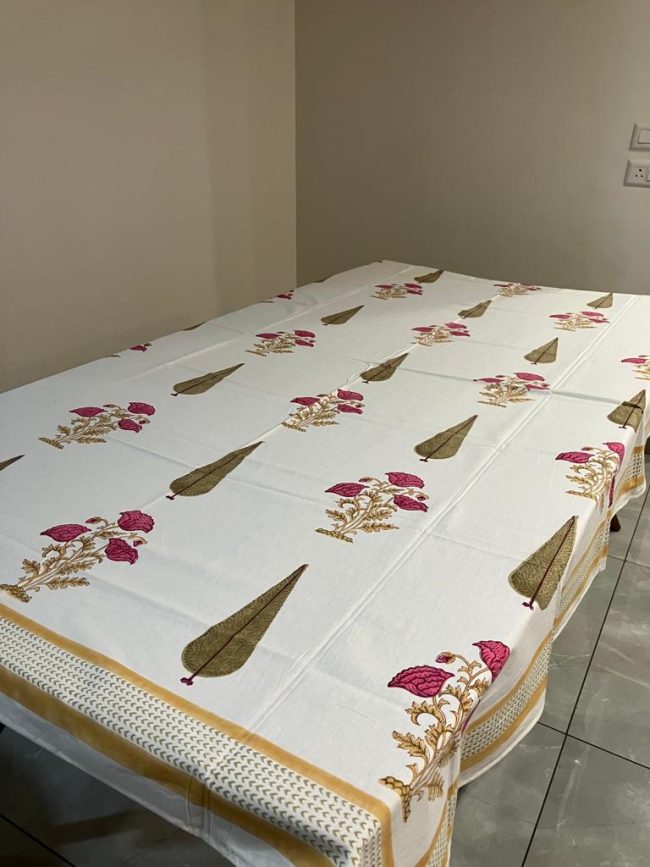 Shyamli Bagh Table Cover - Handblocked (6-Seater)