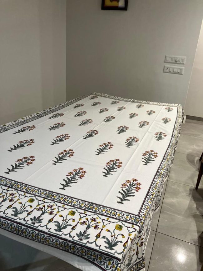 Tulsi Garden Table Cover - Handblocked (6-Seater)