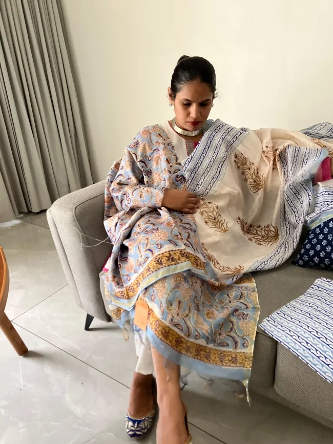 Chanderi Cot Silk Suit Sets - Unstitched