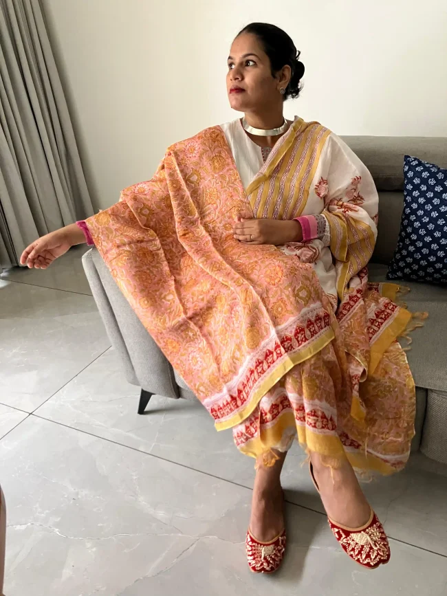 Chanderi Cot Silk Suit Sets - Unstitched - Image 3