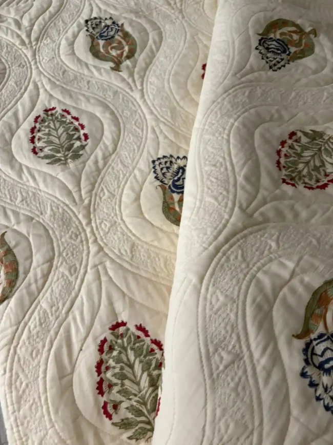 Rajashi Bloom - Motif Quilted Bed Cover - King Size - Image 2