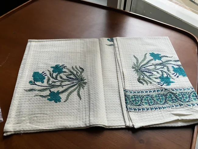 Handblocked Cotton Bath Towels