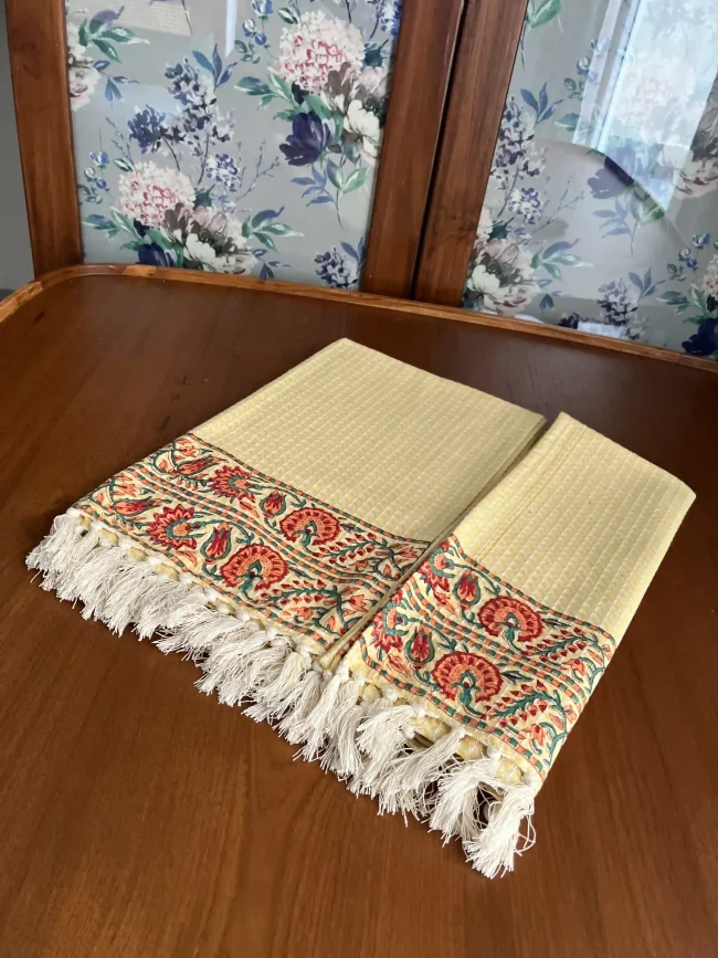 Handblocked Cotton Bath Towels