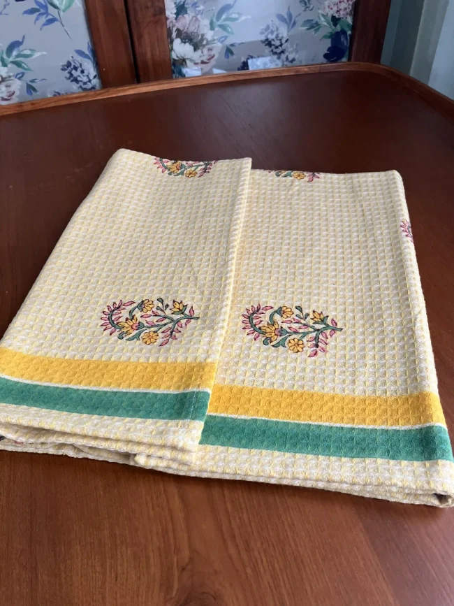 Handblocked Cotton Bath Towels