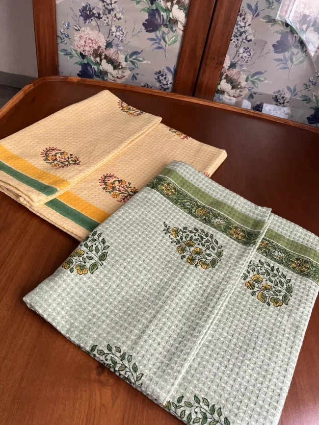 Handblocked Cotton Bath Towels