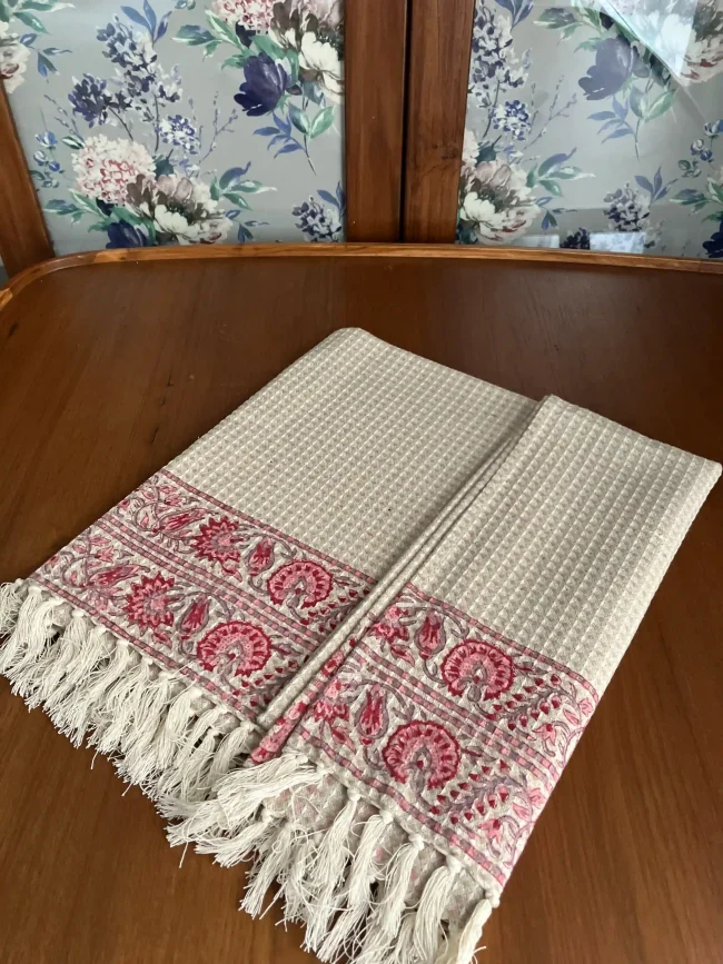 Handblocked Cotton Bath Towels