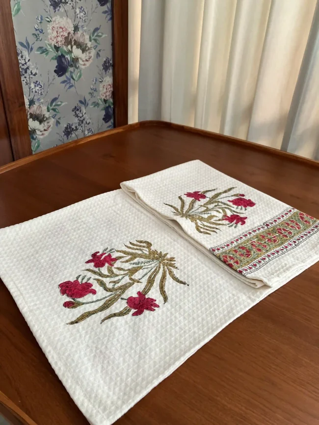 Handblocked Cotton Bath Towels