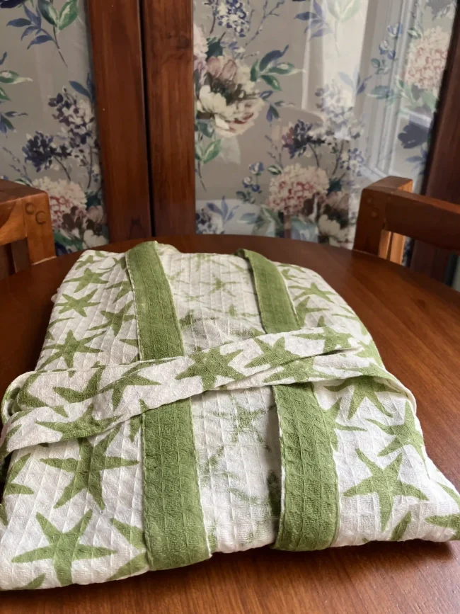 Large - Playful Prints Cotton Bathrobe - Handblocked