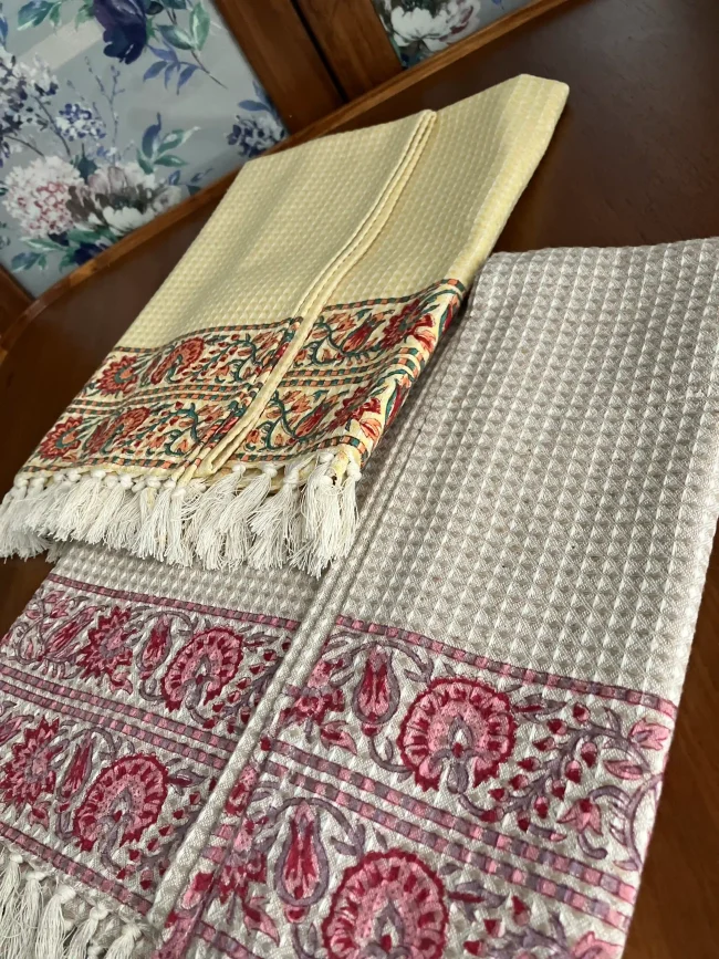 Handblocked Cotton Bath Towels - Image 2