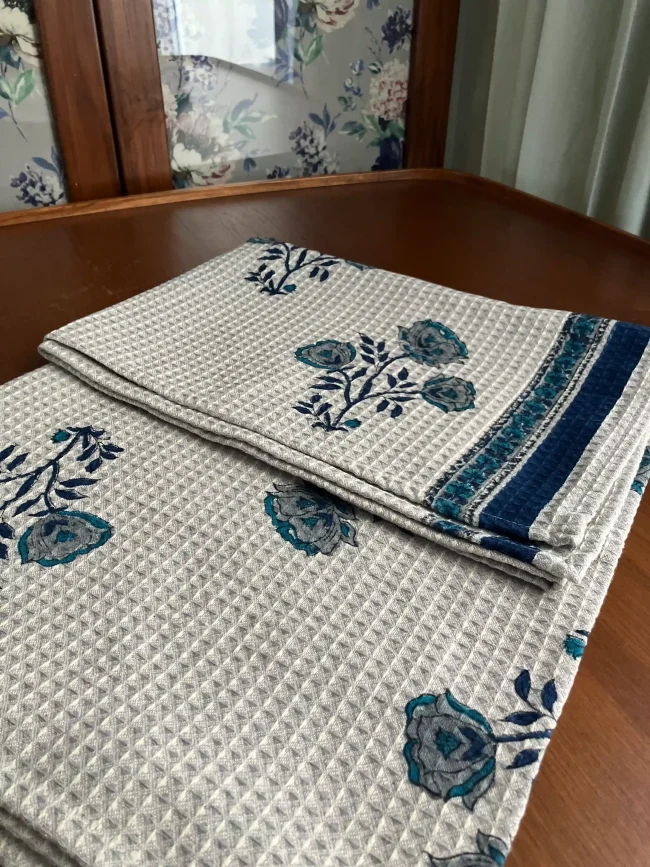 Handblocked Cotton Bath Towels