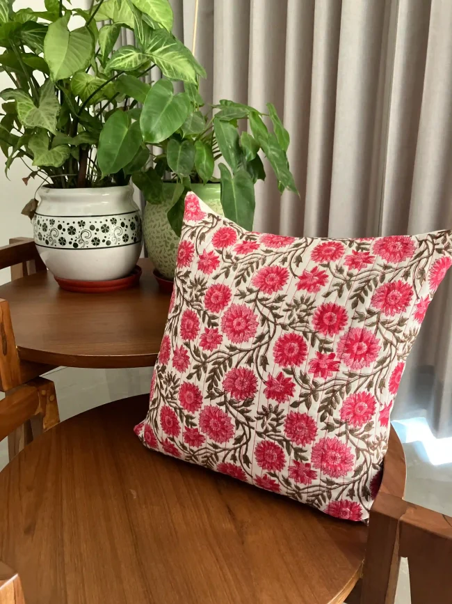 Handblocked Cushion Covers - Quilted